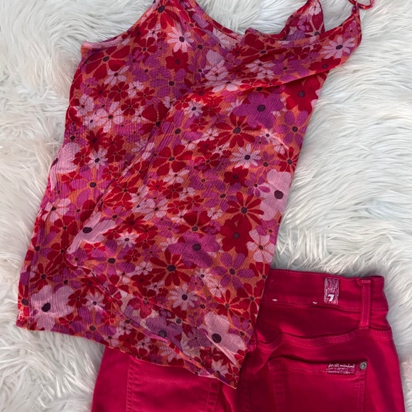 7 For All Mankind | Women's Skinny size 24 | Fray Ankle Crop | Hot Pink - Picture 6 of 6